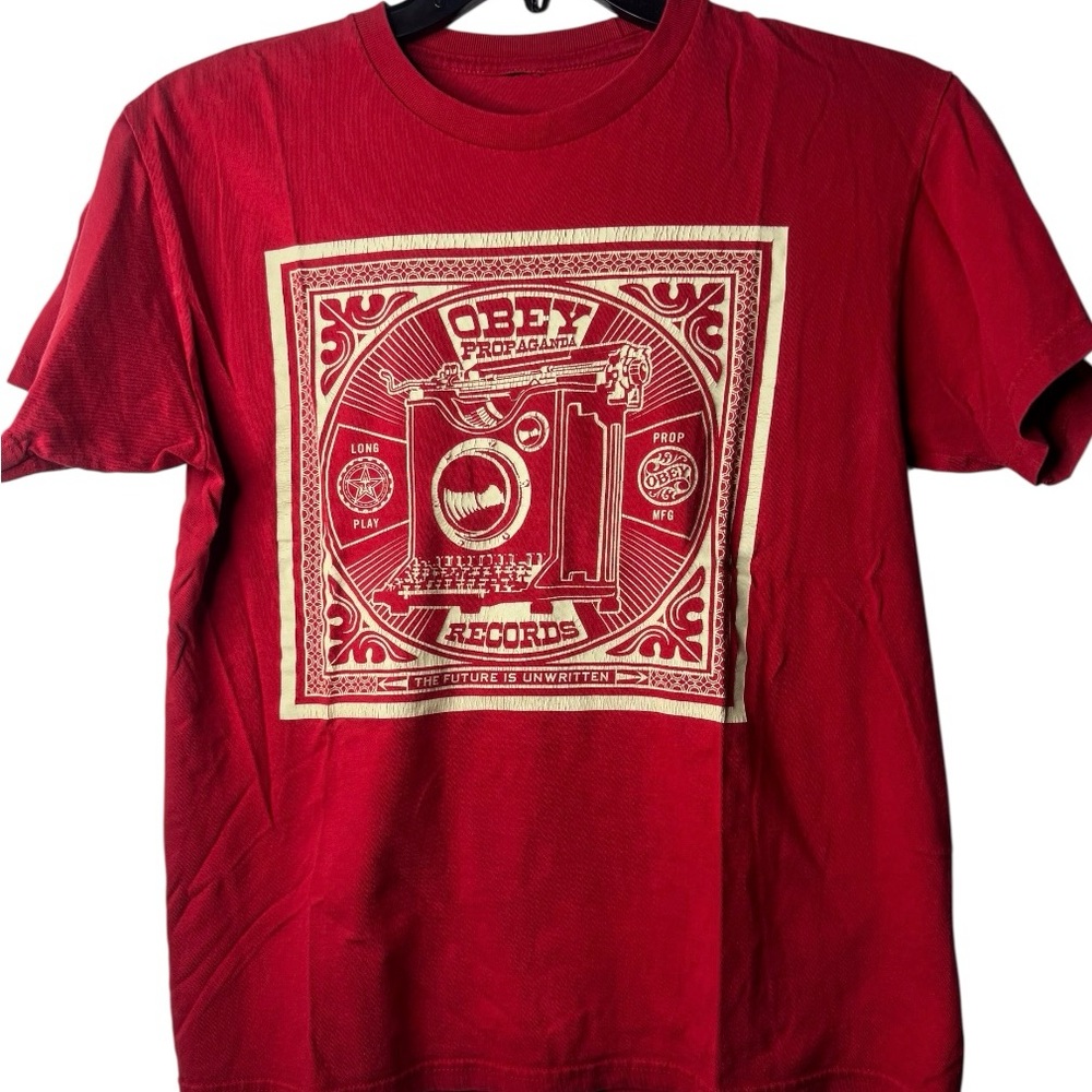 Youth Obey Red Propaganda Graphic Tee